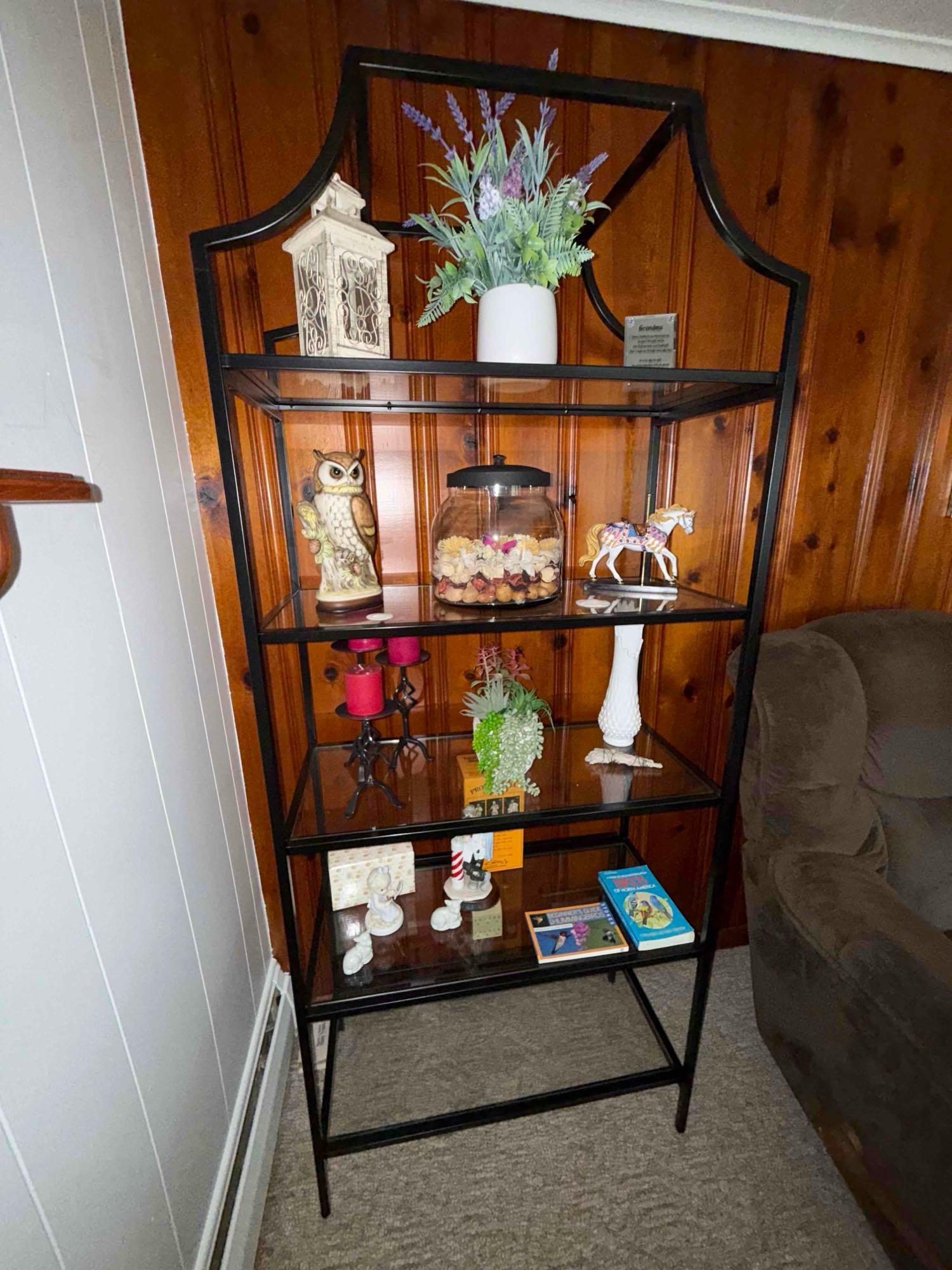 Black glass shelf (Contents sold separately)