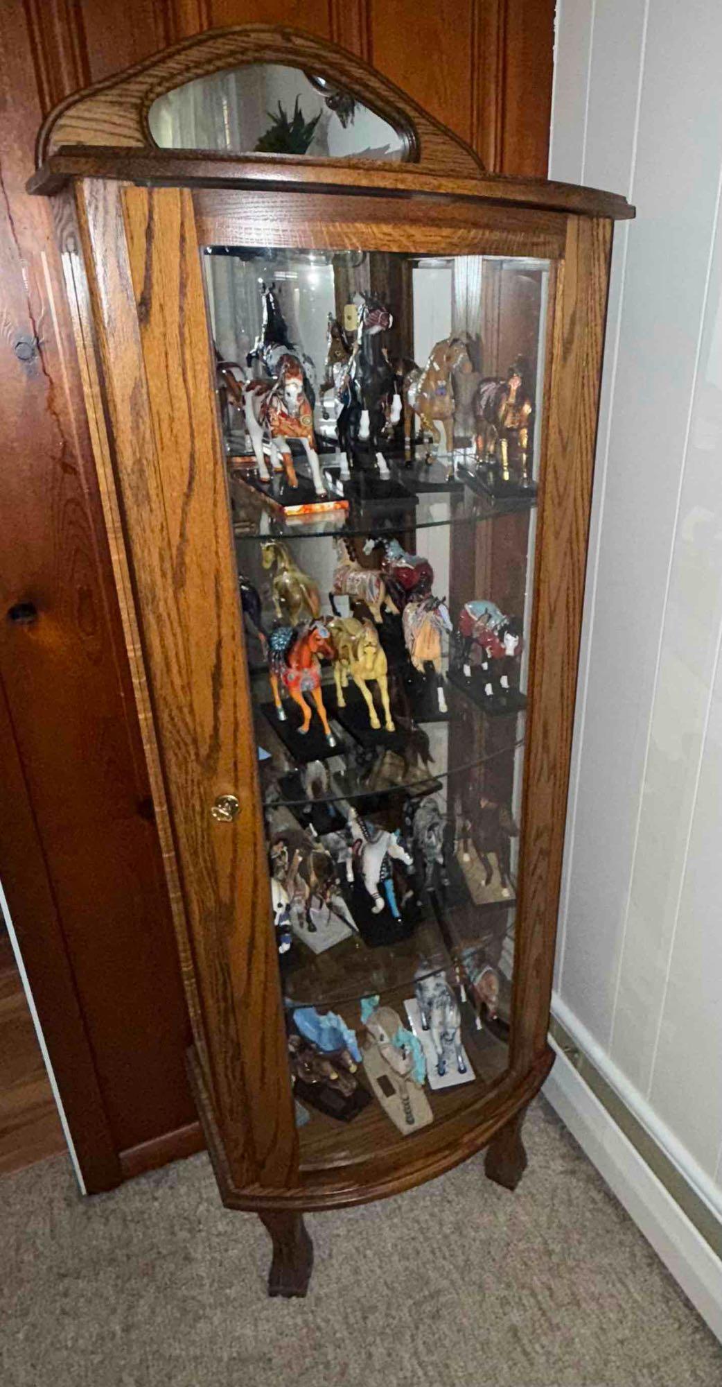 Antique Wooden curved Glass Cabinet (Contents Sold Separately)