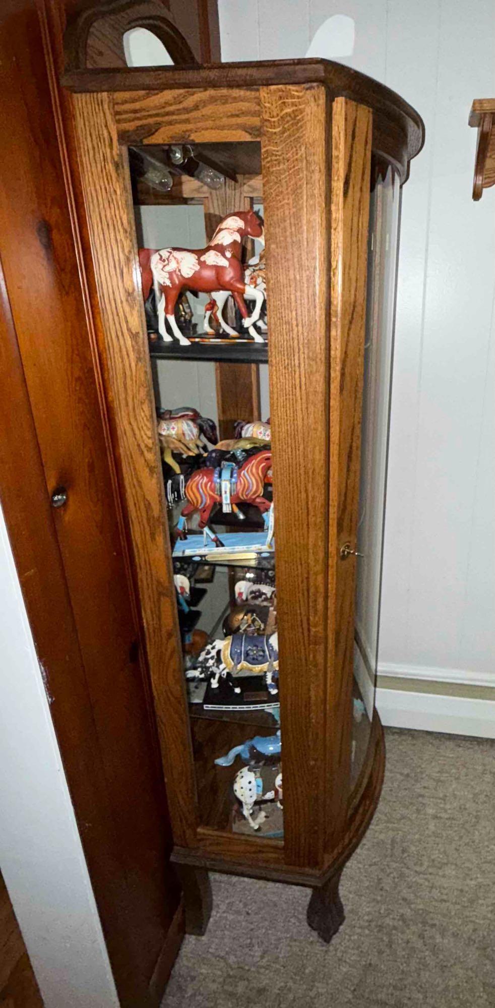 Antique Wooden curved Glass Cabinet (Contents Sold Separately)