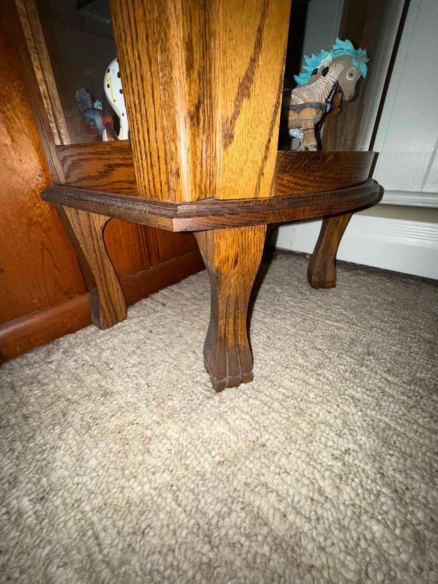 Antique Wooden curved Glass Cabinet (Contents Sold Separately)