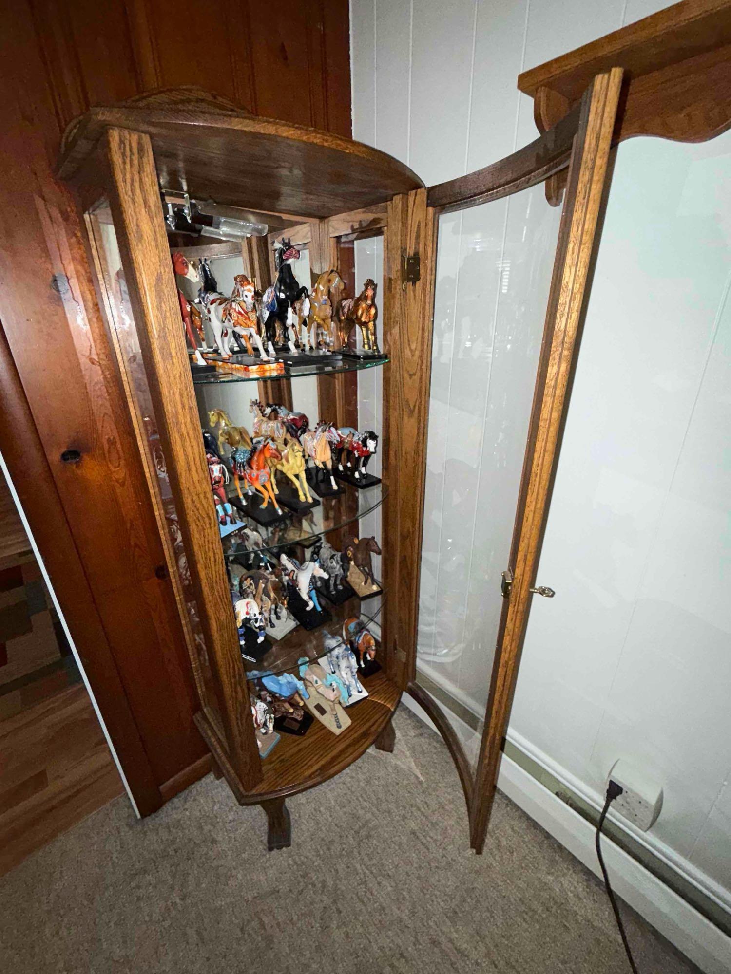 Antique Wooden curved Glass Cabinet (Contents Sold Separately)