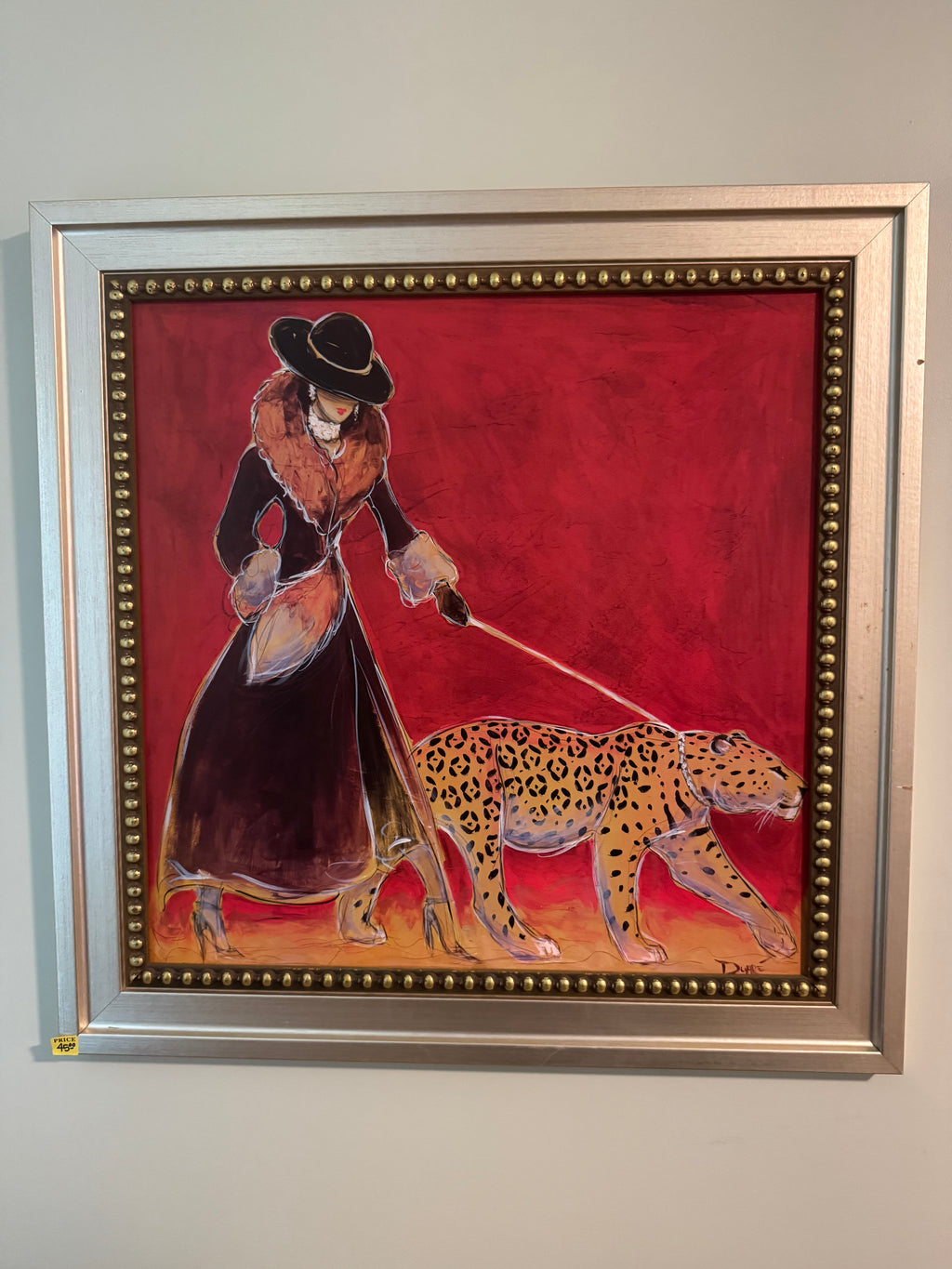 Woman Walking Cheetah Framed Print