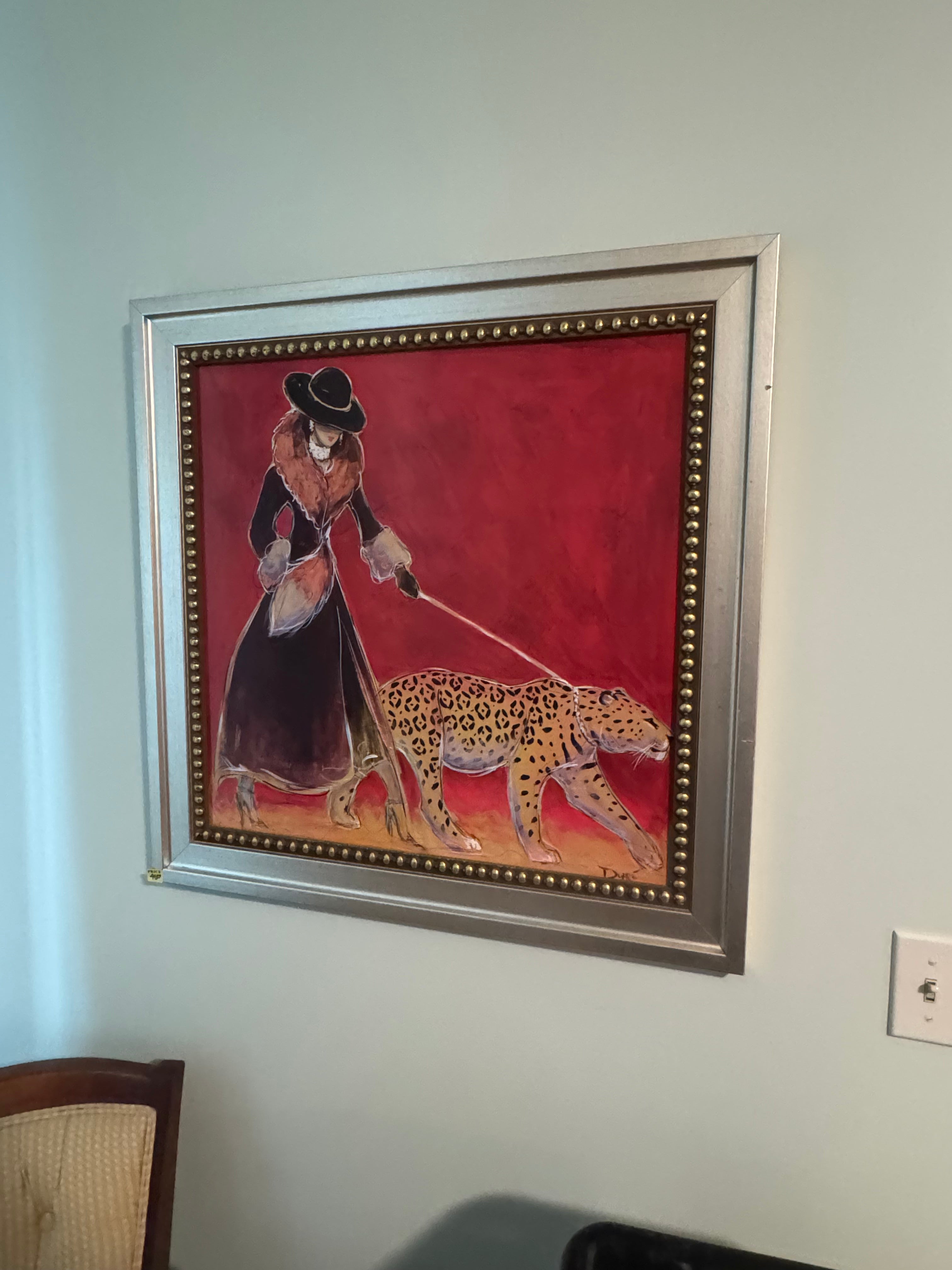 Woman Walking Cheetah Framed Print