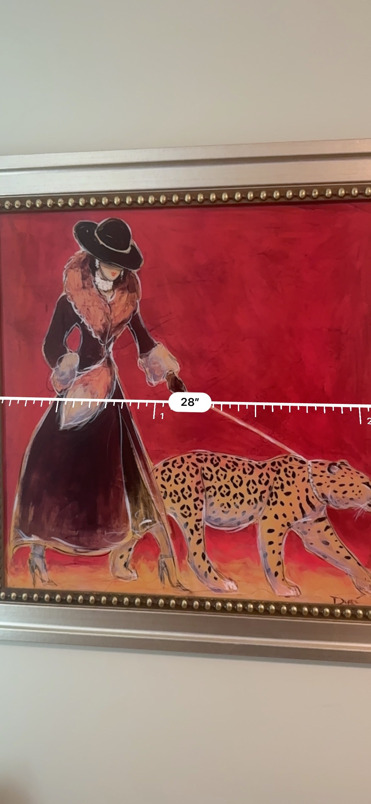 Woman Walking Cheetah Framed Print