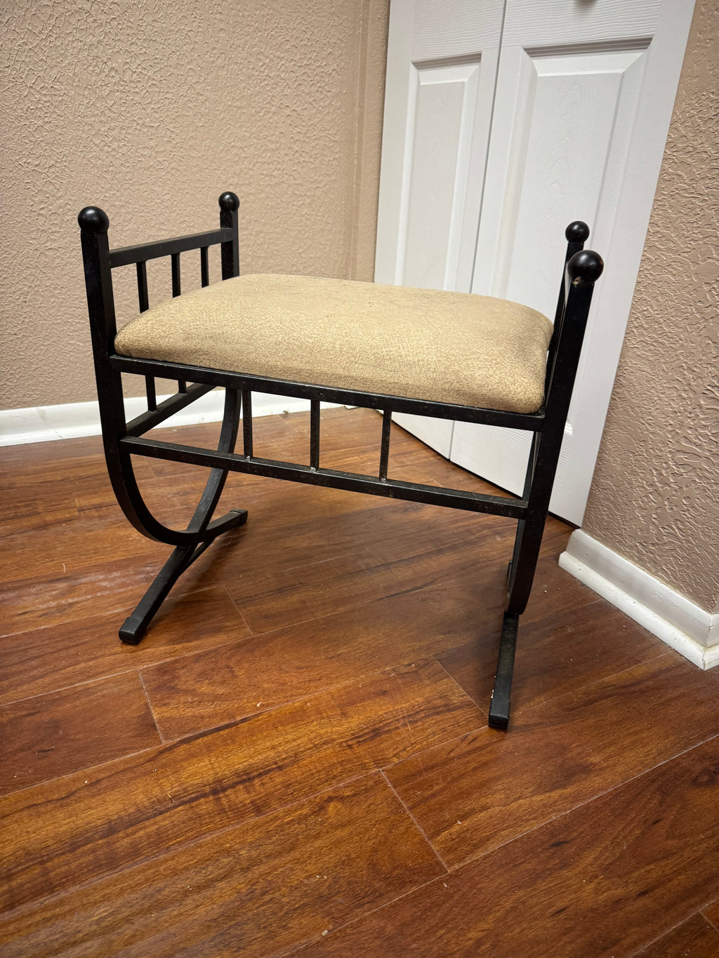 Small Metal Vanity Bench w/ Upholstered Seat